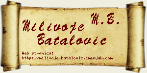 Milivoje Batalović vizit kartica
